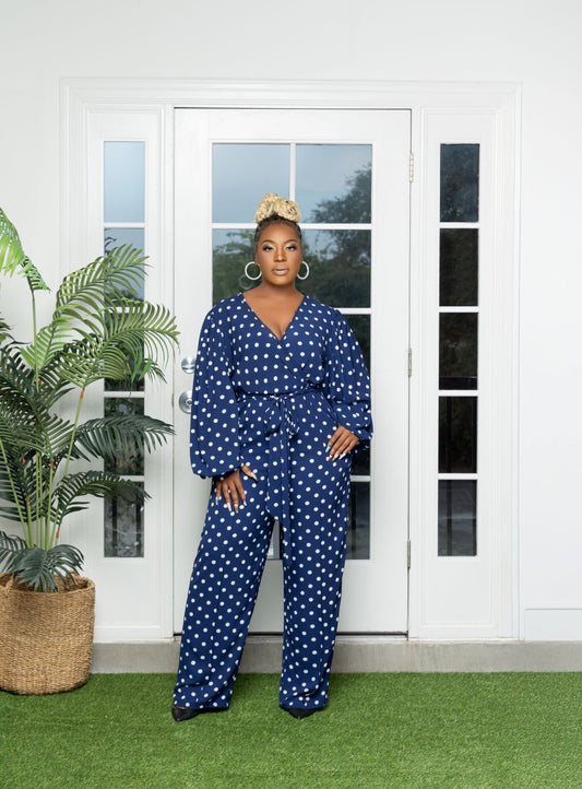 All About the Blue and White Jumpsuit