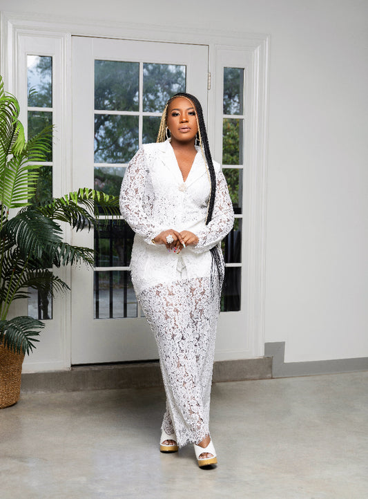 White Lace Pant Set
