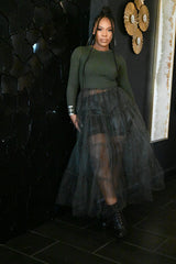 Sweater and Tulle Dress in Green