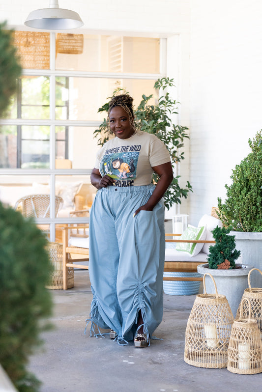 Sophia Drawstring Pants in Light Blue