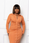 Dusty Orange Front Button Dress