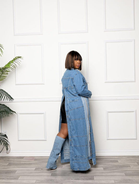 Luxe Denim Long Jacket