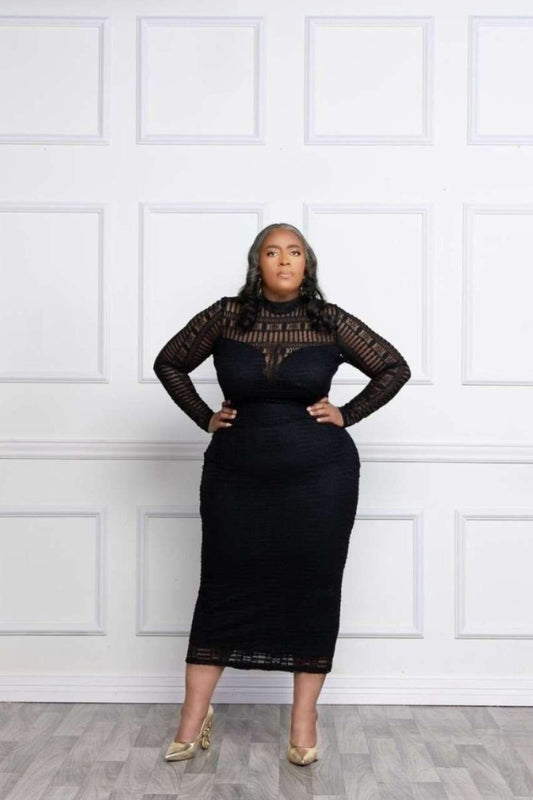 Miss Independent Black Midi Dress