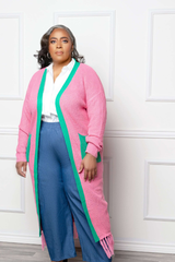 Pink and Green Tassel Cardigan