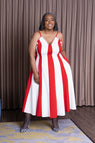 Pretty in Red and White Midi Dress