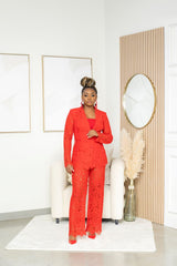 Red Lace Pant Set