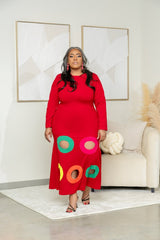 Seeing Circles A-Line Dress in Red