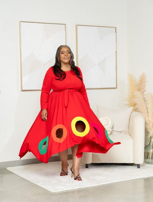 Seeing Circles Flared Dress in Red