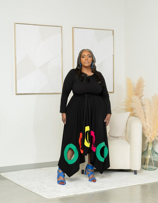 Seeing Circles In Black Flared Dress