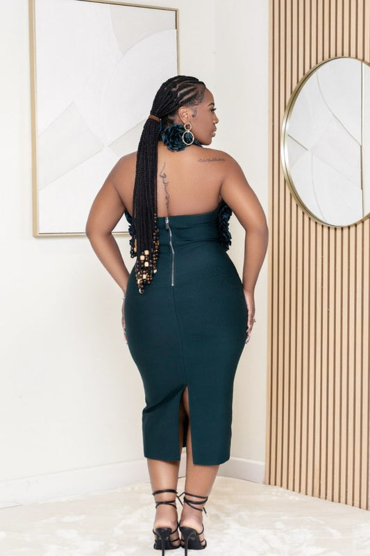 Teal Roses Bodycon Dress