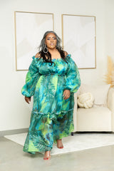 Tropical Dreams Green Multicolored Dress