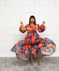 Tropical Dreams Red Multicolored Dress