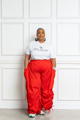 Ruffle Jacket with Adjustable Pants in Red