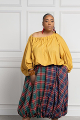 Plaid Bubble Midi Skirt