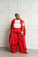 Ruffle Jacket with Adjustable Pants in Red