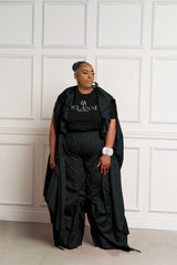 Ruffle Jacket with Adjustable Pants in Black