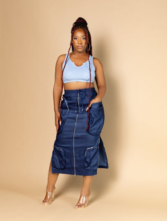 Zip Me Up Midi Skirt