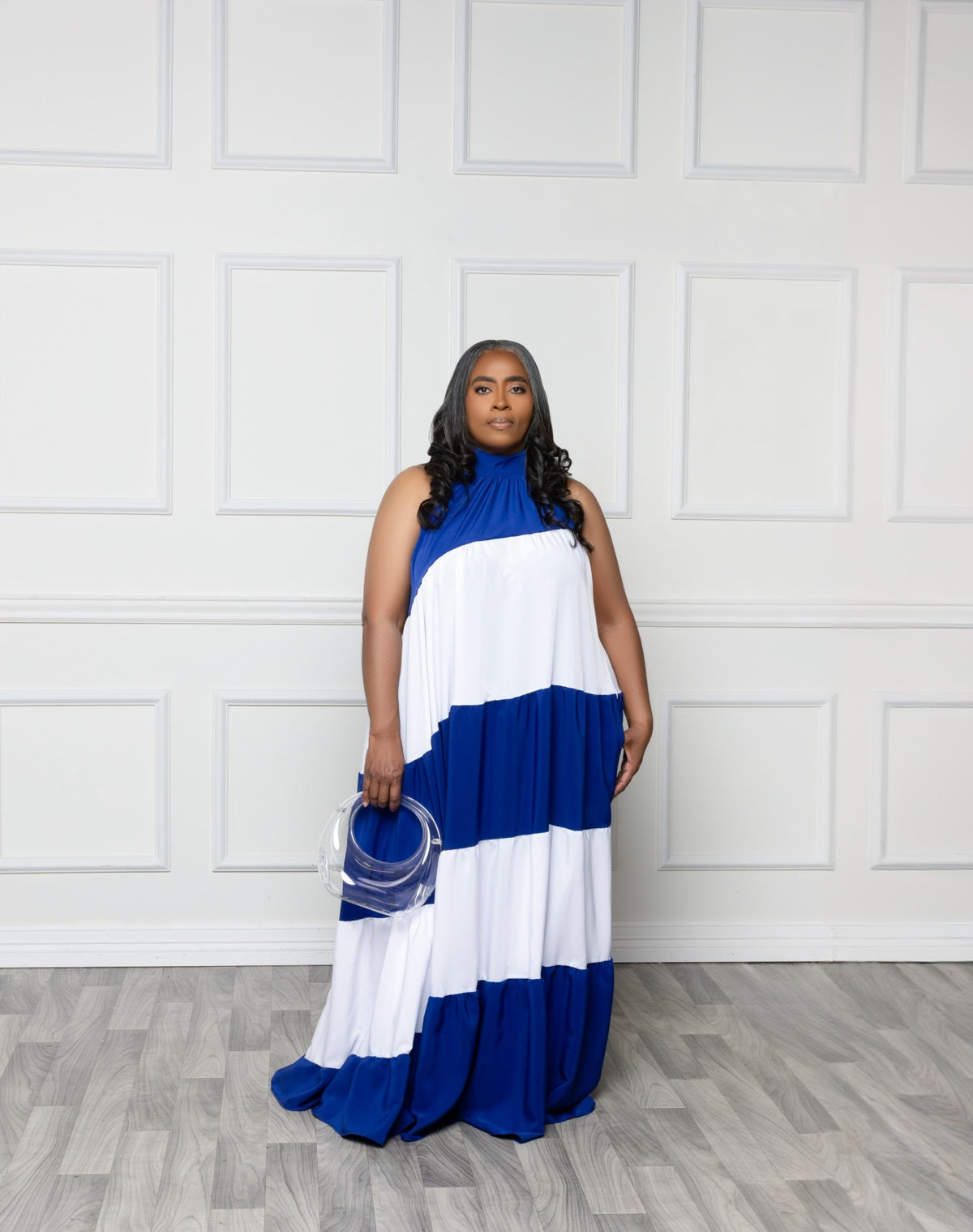 Blue and White Maxi