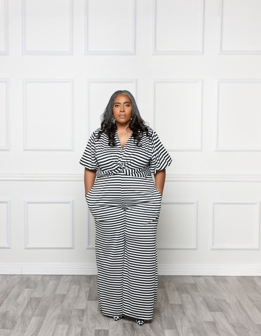 Black and White Stripe Jumpsuit