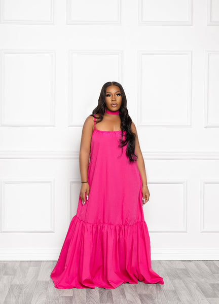 Fuchsia Maxi Dress – Delanae Boutique