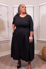 Kelli Midi Dress in Black