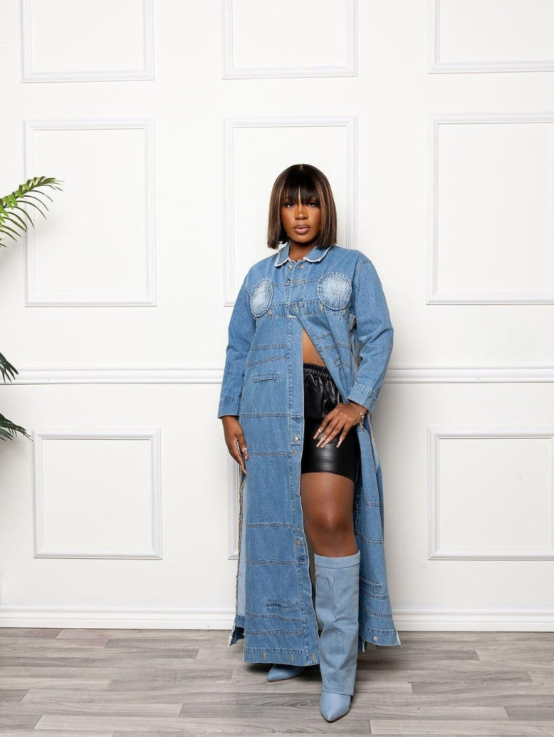 Luxe Denim Long Jacket