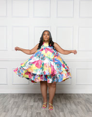 Rainbow Flowers Swing Dress