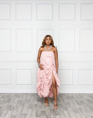 Pink Drawstring Maxi Skirt