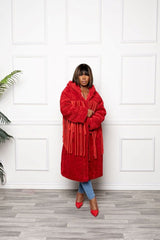 Red Fringe Hooded Coat