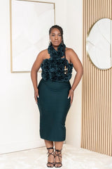 Teal Roses Bodycon Dress