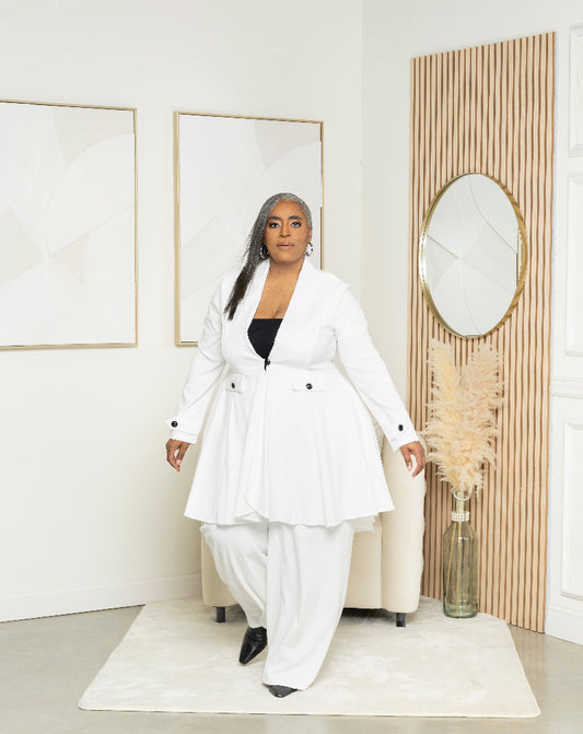 White 2 Piece Pant Suit